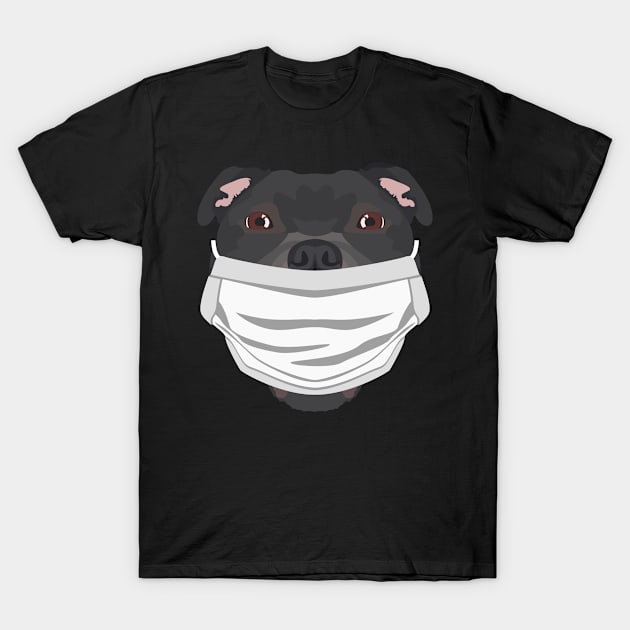 Illustration dog Staffordshire Bullterier with respirator T-Shirt by GreenOptix